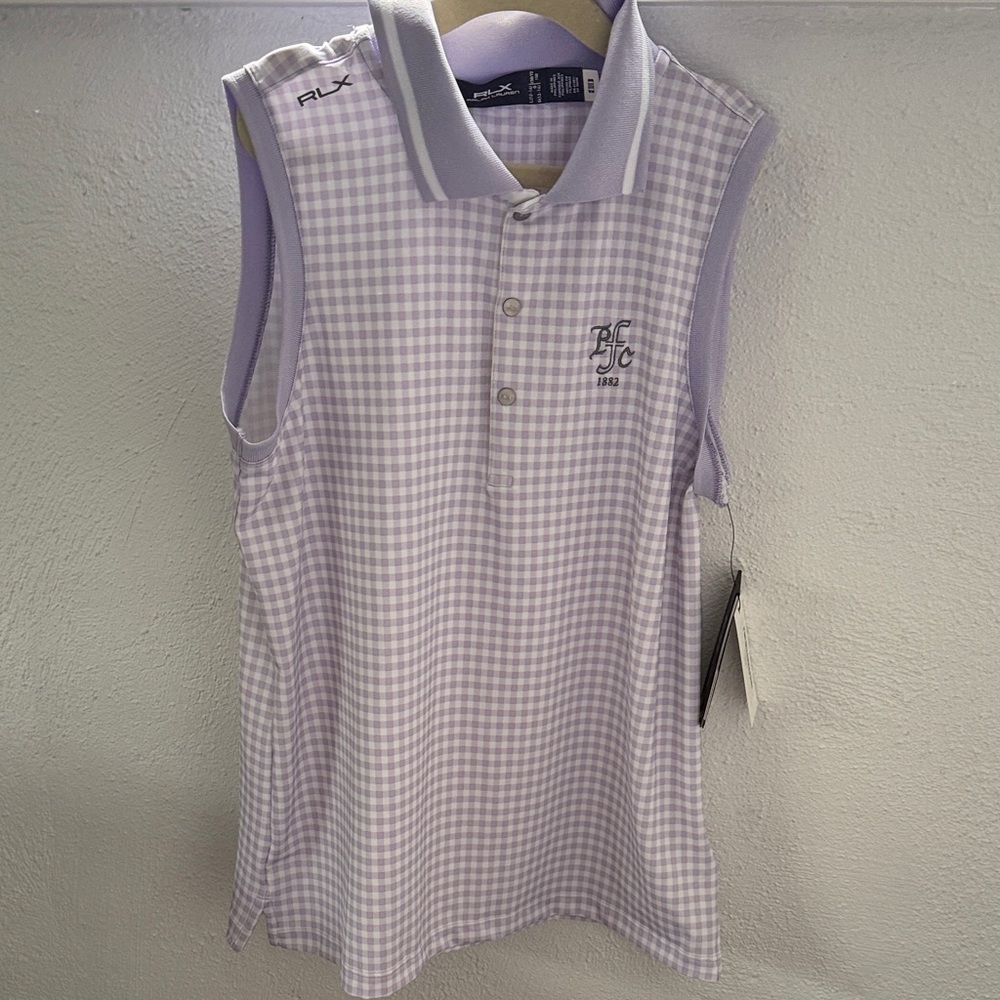 RLX Girls' Lavender Gingham Sleeveless Polo